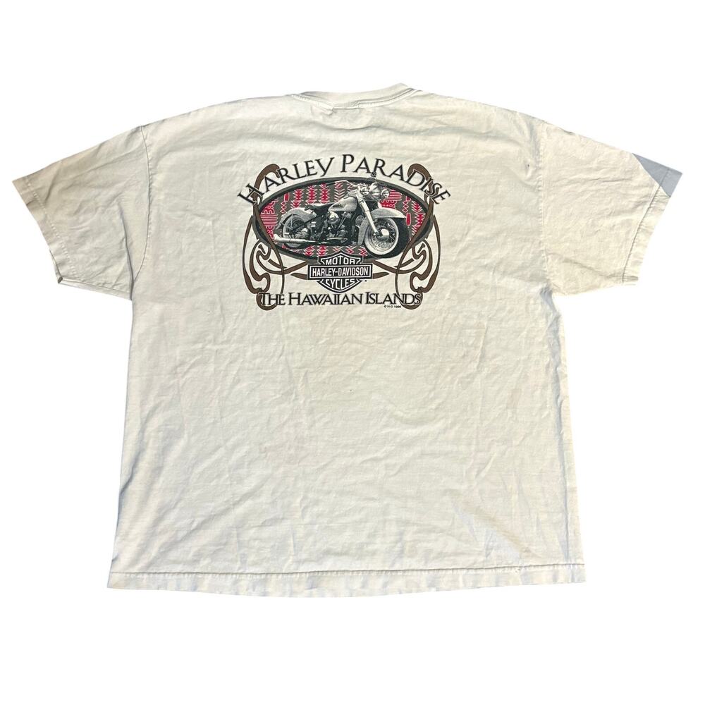 Harley-Davidson Paradise The Hawaiian Islands White T-Shirt 1996 Size XXL - USA